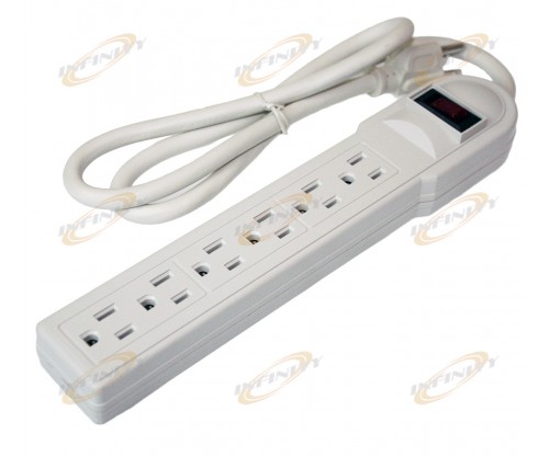 3FT 6 Outlet Power Strip Surge Protector AC125V 15A 60hz Plug AC Wall UL Listed